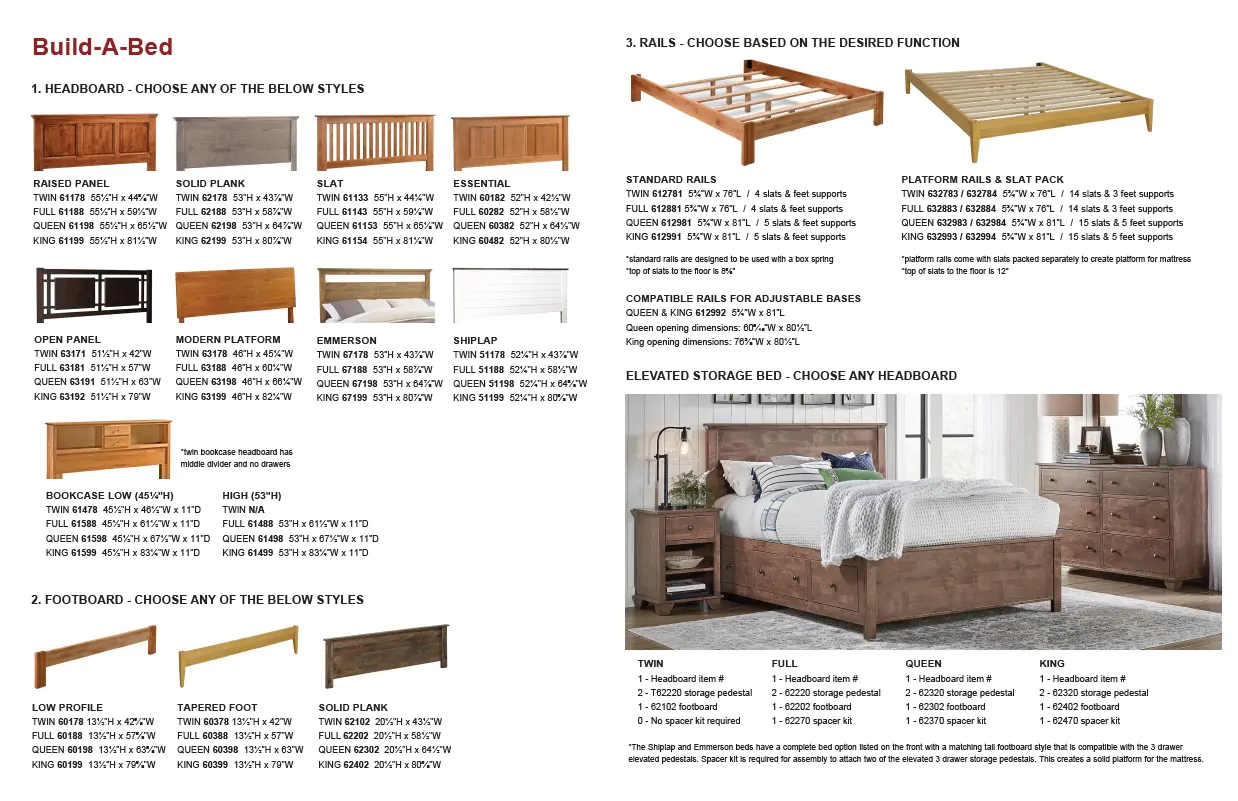 Solid Alder Wood Emerson Queen Bed with Elevated Storage Drawers in Golden  Pecan Finish||Archbold Furniture||Hoot Judkins Furniture, image size:1238x801