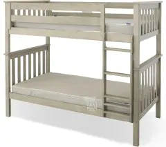 Solid Wood Bristol Twin over Twin Bunk Bed in Stone Finish
