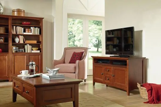 Alder Wood McKenzie 54 TV Stand with Soundbar storage with