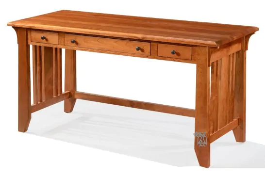 California Made Solid Cherry Wood Library Table Shown in