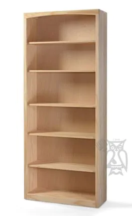 Solid Pine Wood Unfinished Modern Style Bookcase 30 wide x 84 high Archbold Furniture Hoot Judkins Furniture