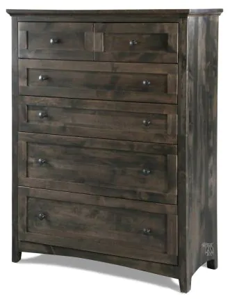 Solid Alder Wood Emerson 6 Drawer Chest in Iron Finish||Archbold