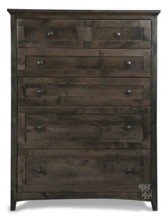 Solid Alder Wood Emerson 6 Drawer Chest in Iron Finish||Archbold