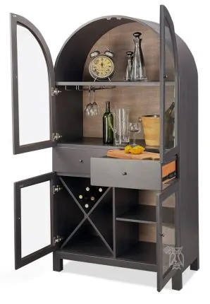 Arch Top Display Bar Cabinet with Wine Rack & Storage||Sunny Arch Top Display Bar Cabinet with Wine Rack & Storage||Sunny