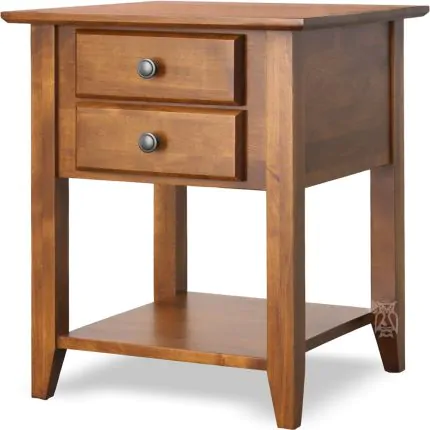 Solid Alder Wood Shaker Side Table with Drawers in Antique Cherry