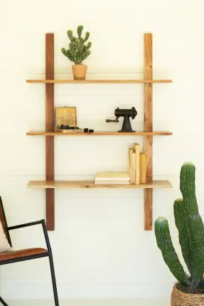Solid Acacia Wood Three-Tiered Wall Shelf||Kalalou||Hoot Judkins