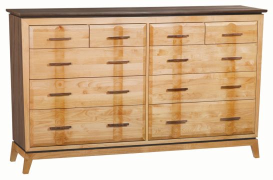 Alder Walnut Wood Addison 70 Wide, Tall Dresser With Shelves