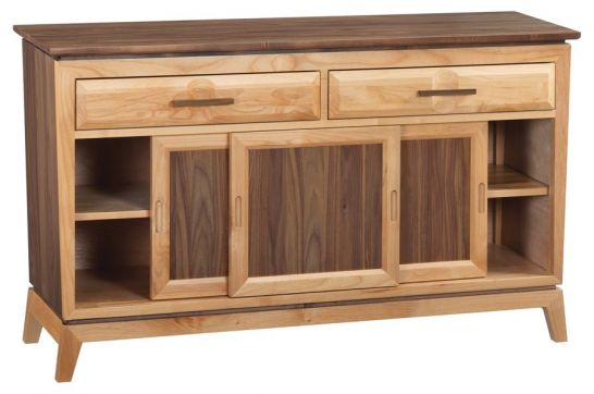 Alder Walnut Wood Addison 54 Wide, Wooden Storage Cabinets With Sliding Doors