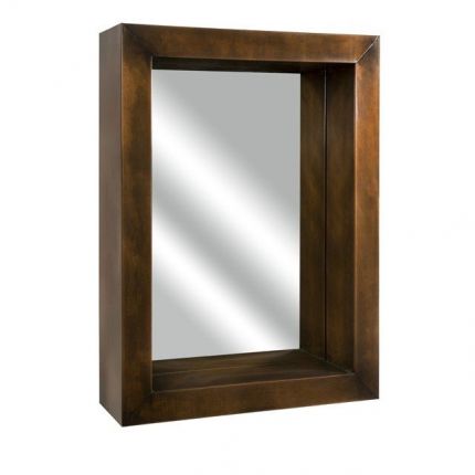 Paez Copper Plated Shadow Box Mirror, Mirror Shadow Box With Shelves