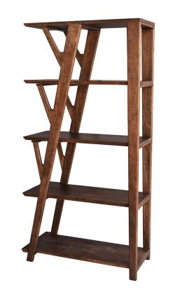Solid Acacia Wood Angle Etagere, Etagere Bookcase Wooden