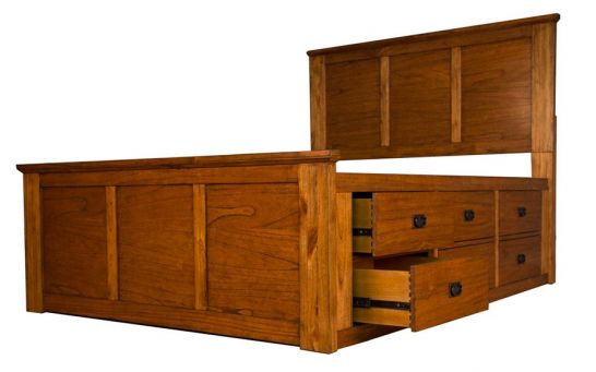 Solid Mindi Wood Mission Hills 9 Drawer, California King Size Captains Bed