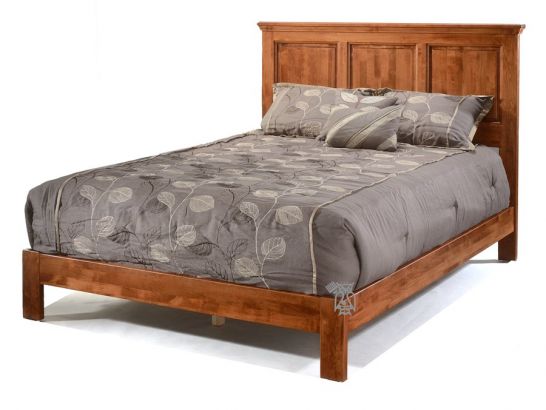 Solid Alder Wood Heritage Queen Raised, Full Size Bed Frame With Headboard Cherry Wood