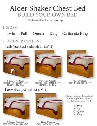 Solid Alder Wood Shaker Queen 9 Drawer, California King Bed Frame With Storage And Bookcase Headboard