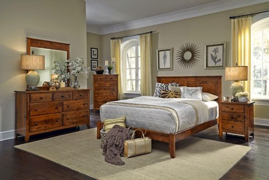 Cherry Wood Queen Shenandoah Bed, Simply Amish Bookcase Bed