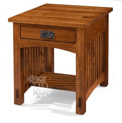 Amish Crafted Solid Quartersawn Red Oak, Mission Style End Table File Cabinet