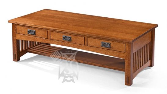 Amish Crafted Solid Quartersawn Red Oak, Mission Style Coffee Table Oak
