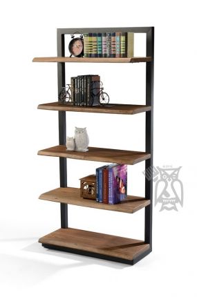 Solid Acacia Wood Floating Shelf Live, Metal Frame Bookcase With Wood Shelves