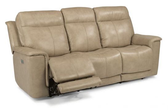 Miller Power Reclining Sofa With, Tan Leather Couch