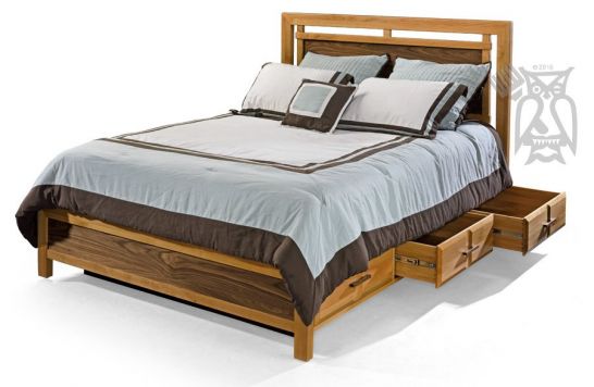 Walnut Wood Queen Addison Storage Bed, Walnut Double Bed Frame With Storage