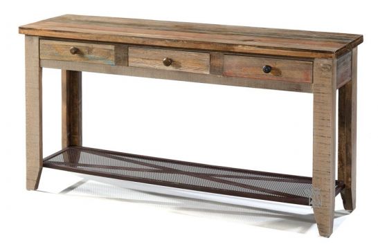 Pine Wood Rustic Console Table With, Iron And Wood Console Table