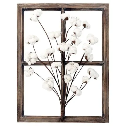 Wood Frame Wall Decor With Cotton 26 high