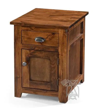 California Made Knotty Rustic Alder Wood Storage End Table with Drawer in  Rustic Coffee Finish, ODC Products