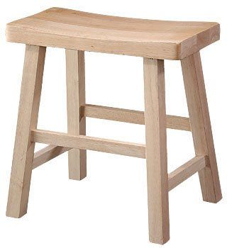 Solid Parawood Wood Saddle Stool 18 H, Unfinished Solid Wood Bar Stools