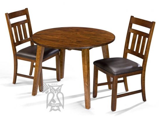 Solid Mango Wood Parawood Mason, Round Table With Leaf Extension And Chairs