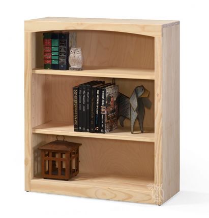 Solid Pine Wood Unfinished Modern Style, Small Real Wood Bookcase