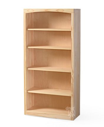 Solid Pine Wood Unfinished Modern Style, White Bookcase 30 Inches High