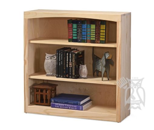 Solid Pine Wood Unfinished Modern Style, 30 Inch High Bookcase With Doors