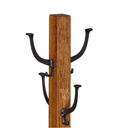 Amish Crafted Solid Quarter Sawn White Oak Wood Hall Tree Hat Rack