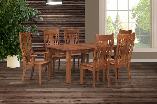 Amish Crafted Solid Rustic Quartersawn, Oak Dining Room Sets Amish