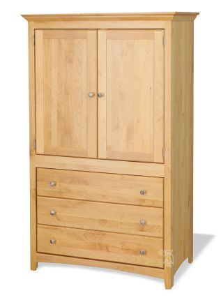 Solid Alder Wood Shaker 2 Door 3 Drawer, Clothing Armoire With Drawers