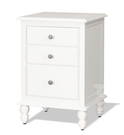 Solid Parawood Wood Cottage Style 3, White 3 Drawer Dresser Nightstand