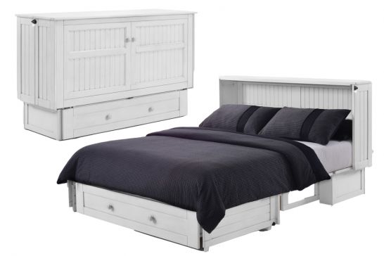 Solid Parawood Daisy Queen Size Folding, Folding Twin Bed In Cabinet