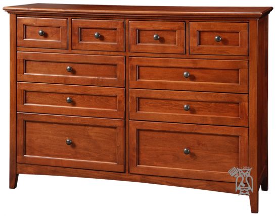 Alder Wood Mckenzie Ten Drawer Dresser, Old Cherry Wood Dresser