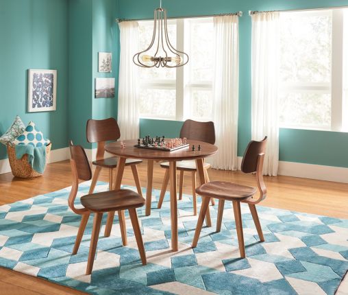 Alder Walnut Wood Addison 38 Round, Round Dining Table Set For Small Spaces