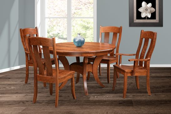 Amish Crafted Solid Wood Dining Set, Amish Solid Oak Dining Chairs