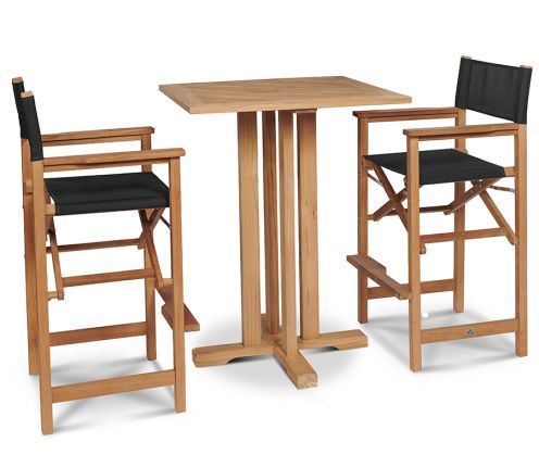 Solid Teak Wood Outdoor Oasis Bar Table, Teak Bar Stools And Table
