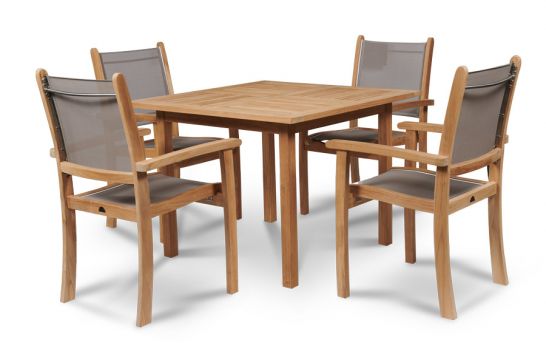 Solid Teak Wood Outdoor Birmingham, Square Kitchen Table And Chairs Set Of