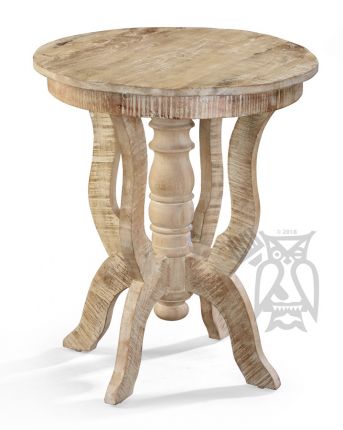 Solid Mango Wood Global Archive Round, Round Accent Table Wood