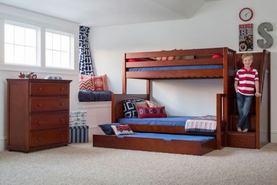 Solid Wood Framed Sumo Medium Height, Solid Wood Twin Over Full Bunk Bed With Stairs And Storage