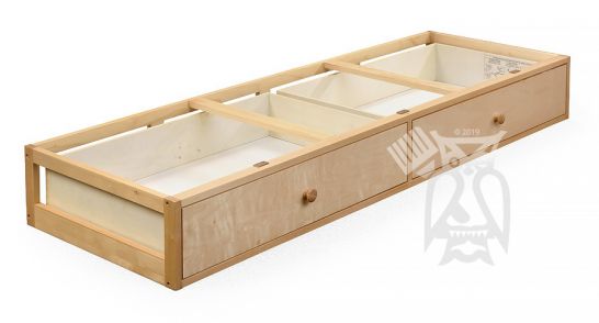 Solid Wood Framed Under Bed Storage Drawers In Natural Finish, Wooden Under Bed Storage Drawers On Wheels
