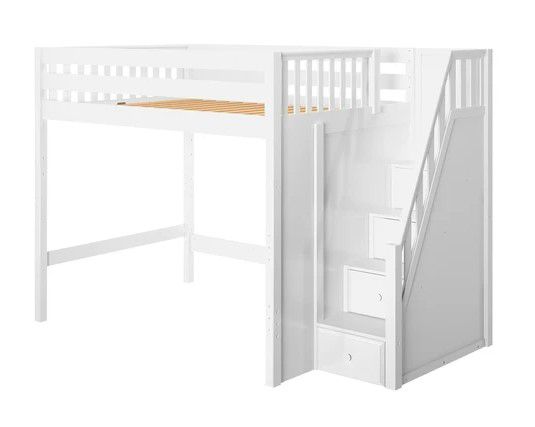 Solid Wood Framed Enormous Full Size, Loft Beds With Storage Stairs And Desk