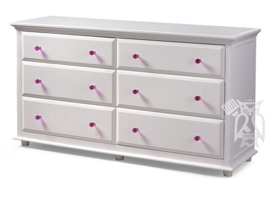 Solid Wood Framed Six Drawer Dresser In, Purple And White Dresser