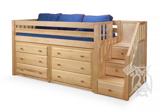 Solid Wood Framed Great3 Low Height, Best Low Loft Bed With Storage