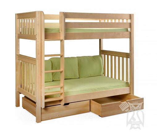 Solid Wood Framed Tall Twin Over Bunk Bed In Natural Finish, Cherry Bunk Beds New World