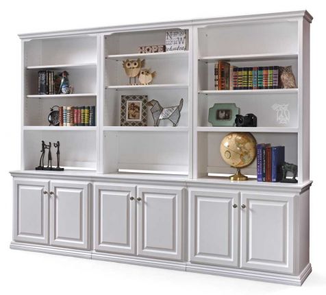 108 Bookcase Wall System, Large White Lacquer Wall Shelves