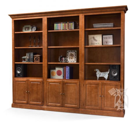 California Made Maple Wood Madison, 36 Wide Bookcase With Glass Doors